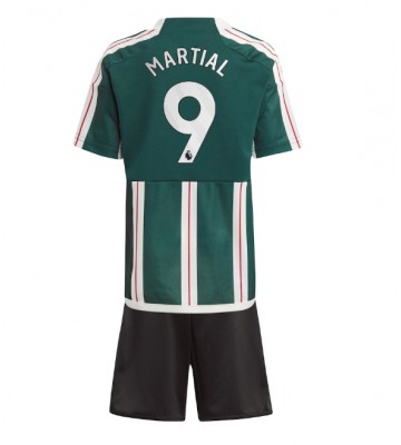 Lacne Dětský Futbalové dres Manchester United Anthony Martial #9 2023-24 Krátky Rukáv - Preč (+ trenírky)
